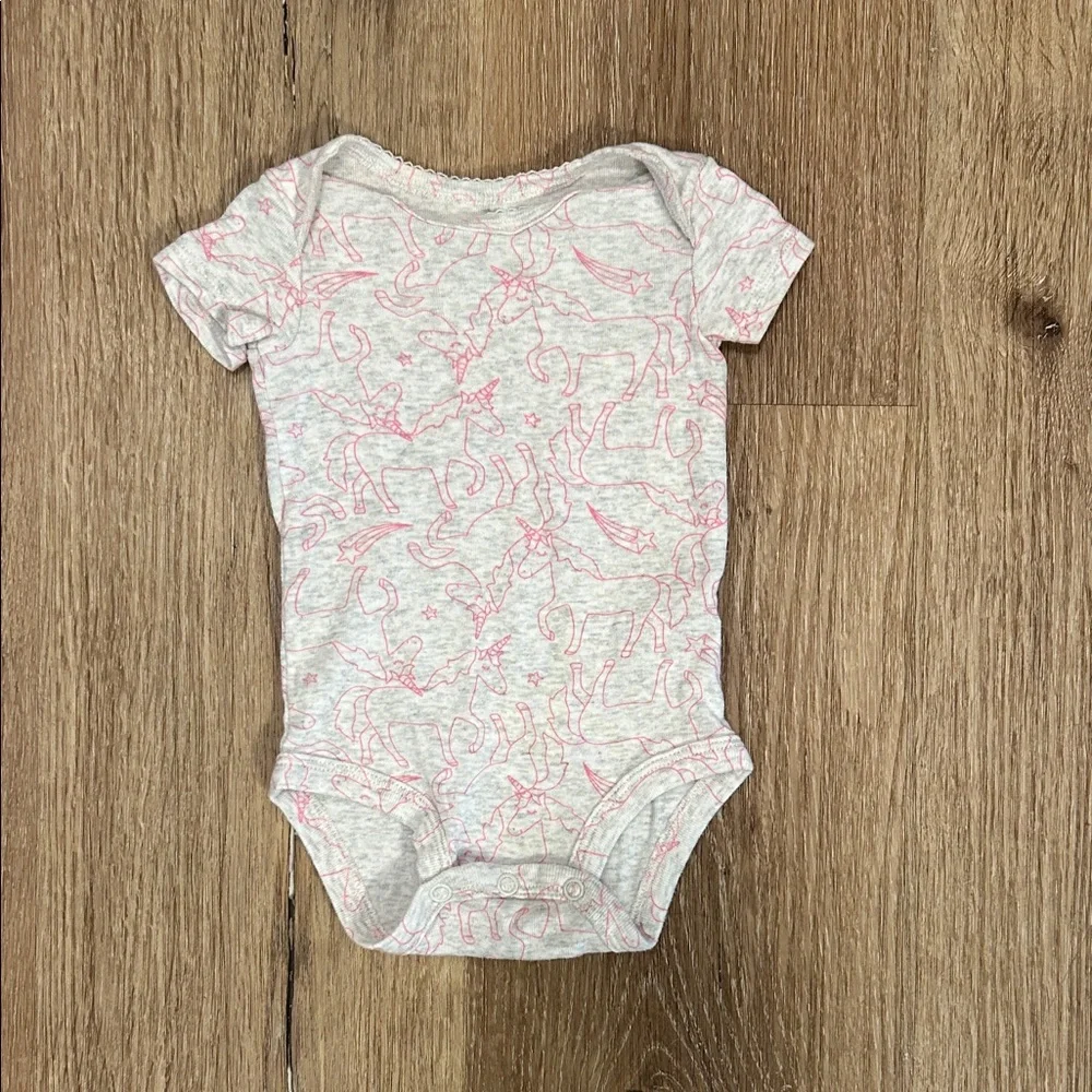 Carter's Gray and Pink Unicorn Patterned Bodysuit